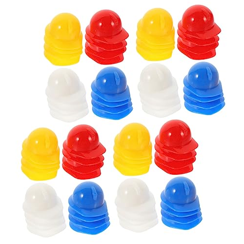 HONITANO 80 Stück Teiliges Mini bauhelm Robustem Kunststoff Realistische Kleine Schutzhelme in Rot Blau Gelb und Weiß zum Basteln Puppendeko Partys und Weinflaschen deko von HONITANO