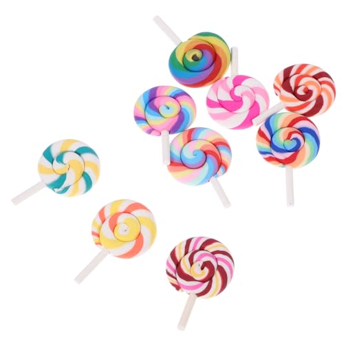 HONITANO 9 Stück Teiliges Miniatur Regenbogen Lutscher Realistische DIY Puppenhaus Deko Bunte Candy Modelle Glatte Oberfläche als Hochzeitsfoto Requisite und Party Dekoration Geeignet von HONITANO