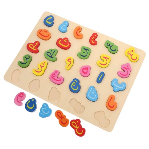 HONITANO Arabisches Alphabet Puzzle Holz Montessori Steckspielzeug für Mittelgroß Farbige Buchstaben für Frühkindliche Bildung Fördert Gedächtnis und Hand Auge Koordination von HONITANO