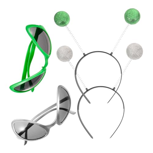 HONITANO Außerirdisches Stirnband und Sonnenbrille für Halloween Cosplay Party Bequemes Langlebiges Kostümzubehör in Silber grün Lustiges Accessoire für Erwachsene HONITANO Außerirdisches Stirnband und Sonnenbrille für Halloween Cosplay Party Bequemes Langlebiges Kostümzubehör in Silber grün Lustiges Accessoire für Erwachsene von HONITANO