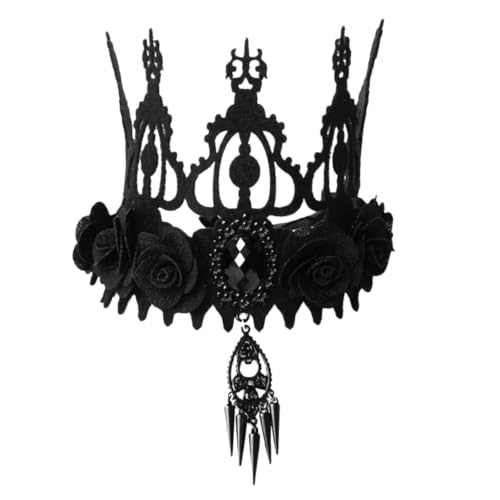 HONITANO Barock Krone Haarreif Halloween Kopfschmuck Damen Schwarzer Filz mit Haarschmuck für Party Karneval Kostüm Zubehör HONITANO Barock Krone Haarreif Halloween Kopfschmuck Damen Schwarzer Filz mit Haarschmuck für Party Karneval Kostüm Zubehör von HONITANO