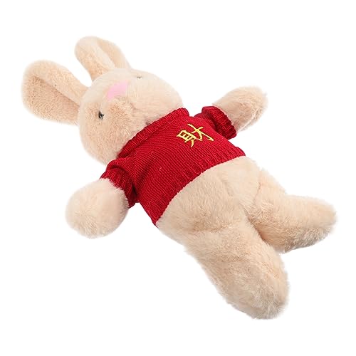 HONITANO Bequemes Stofftier Dekoratives Hasenspielzeug Ausgestopftes Kaninchen Glückskaninchen Plüsch Kuscheltier Für Den Haushalt Kaninchen-Maskottchen-plüschtier Brown Pp Baumwolle von HONITANO