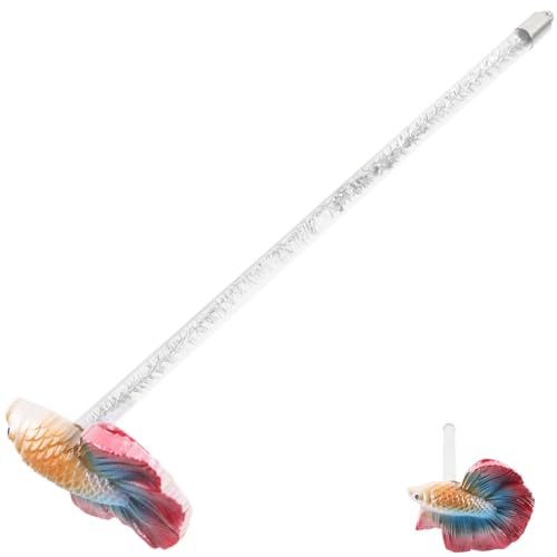 HONITANO Betta-Stick Aquarium Panzerspielzeug Schwimmen Zubehör für Aquarien Fischzubehör Pole interaktives Unterwasser Dekorativer Betta-Zauberstab Fischstäbchen Harz von HONITANO