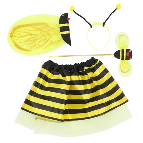 HONITANO Bienenkostüm Set mit Flügeln Rock Haarreifen und Zauberstab Leichtes Langlebiges Bee Cosplay Zubehör für Bühnenauftritte und Kostümpartys von HONITANO