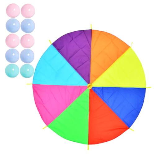 HONITANO Buntes Regenbogen Fallschirm Teiliges mit Bunten Bällen Outdoor Kooperationsspiel für Fördert Teamwork Motorik und Muskelaufbau bei Geburtstagen Schule Zufällige Farbe HONITANO Buntes Regenbogen Fallschirm Teiliges mit Bunten Bällen Outdoor Kooperationsspiel für Fördert Teamwork Motorik und Muskelaufbau bei Geburtstagen Schule Zufällige Farbe von HONITANO