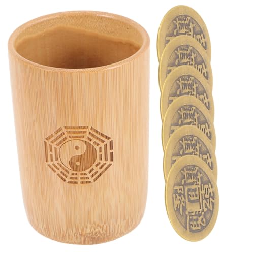 HONITANO Chinesisches Divinationsspiel Bambusrohr mit Kupfermünzen Feng Shui Glücksmünzen Traditionelles Wahrsage und Lernwerkzeug für Familie und Freunde von HONITANO