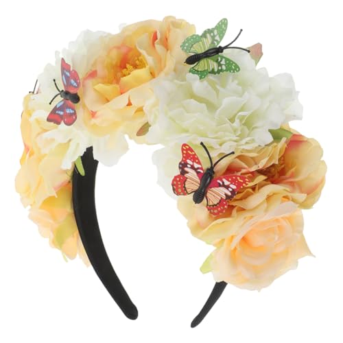 HONITANO Day Of The Dead Schmetterlings Haarreif mit Mexikanischem Blumenkranz Leichter Bequemer Kopfschmuck für Halloween Karneval Kostümparty und Kulturelle Festlichkeiten von HONITANO