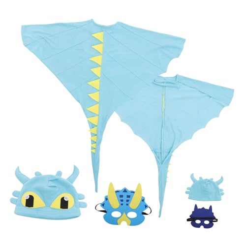 HONITANO Dinosaurier Kostüm mit Umhang und Maske Cartoon Dino Cosplay Halloween Outfit für Jahre Buntes Festival Kostüm für Mädchen Jungen für Fasching und Rollenspiele von HONITANO