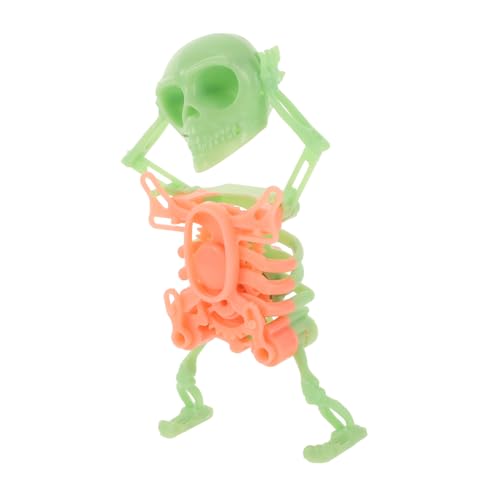 HONITANO Drehendes Halloween Skelettspielzeug Sicheres Dekoratives mit Wind Up Mechanismus für Altersgruppen für Halloween Dekoration und Miniaturen Grüne Gedruckte Figur von HONITANO