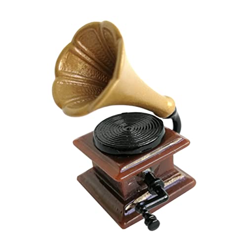 HONITANO Dummy-Plattenspieler für kinderspielzeug Practical Toy mini musikbox Mini House Decoration Mikroszenenverzierung Mini-Phonograph- Harz Light Brown von HONITANO