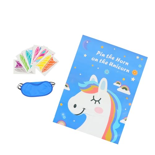 HONITANO Einhorn Partyspiel Kreatives Pin The Horn Unicorn Spiel mit Weicher Augenbinde Sicheres Langlebiges Material für Geburtstagsfeiern und Kinderparty Fördert Geschicklichkeit und HONITANO Einhorn Partyspiel Kreatives Pin The Horn Unicorn Spiel mit Weicher Augenbinde Sicheres Langlebiges Material für Geburtstagsfeiern und Kinderparty Fördert Geschicklichkeit und von HONITANO