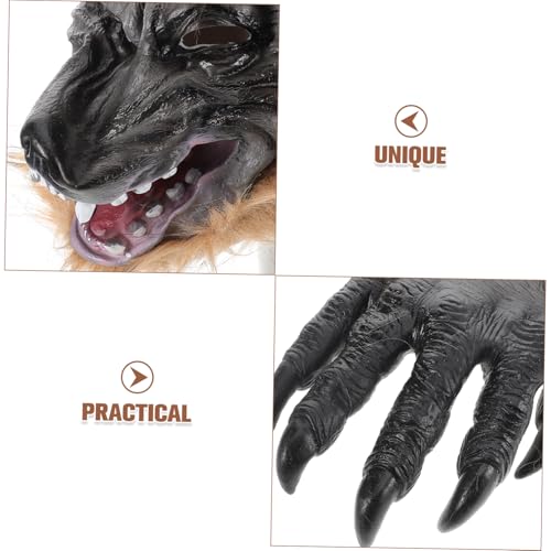 HONITANO Gruseliges Halloween Wolfskopf Masken und Krallenhandschuh aus Vinyl für Erwachsene Realistisches Cosplay Kostüm Zubehör für Kostümpartys Karneval und Maskeraden HONITANO Gruseliges Halloween Wolfskopf Masken und Krallenhandschuh aus Vinyl für Erwachsene Realistisches Cosplay Kostüm Zubehör für Kostümpartys Karneval und Maskeraden von HONITANO