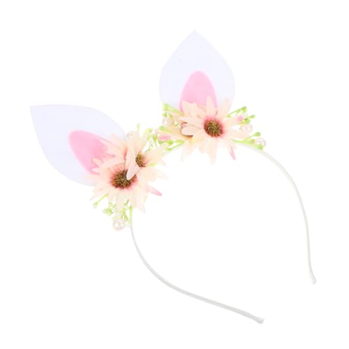 HONITANO Haarreif mit Lebendigem Blumen und Hasenohren Design Leicht und Atmungsaktiv Stirnband für Party Karneval Halloween und Cosplay Geeignet für Mädchen von HONITANO