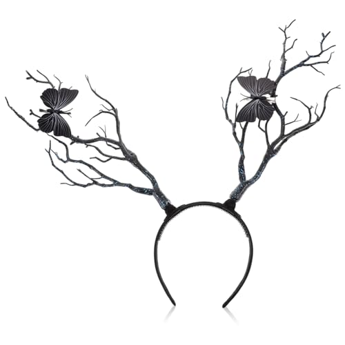 HONITANO Halloween Cosplay Haarreif mit Geweih Design Schwarzer Antler Headpiece aus Leichtem Silikon Komfortabel und Langlebig Festliches Accessoire für Damen und Mädchen für Halloween HONITANO Halloween Cosplay Haarreif mit Geweih Design Schwarzer Antler Headpiece aus Leichtem Silikon Komfortabel und Langlebig Festliches Accessoire für Damen und Mädchen für Halloween von HONITANO