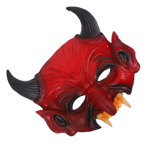 HONITANO Halloween Dämonen Maske PU Halloween Kostümmaske für Karneval Party Zubehör Gruseliges Cosplay Zubehör mit Spitzen Hörnern und Zähnen für Fasching und Maskenball von HONITANO