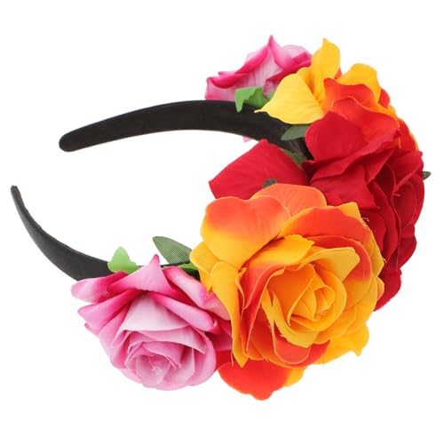 HONITANO Halloween Großes Rosen Blumenhaarband Damen Kopfschmuck Farbenfrohes Stirnband für Party Festival Cosplay und Kostümaccessoire von HONITANO