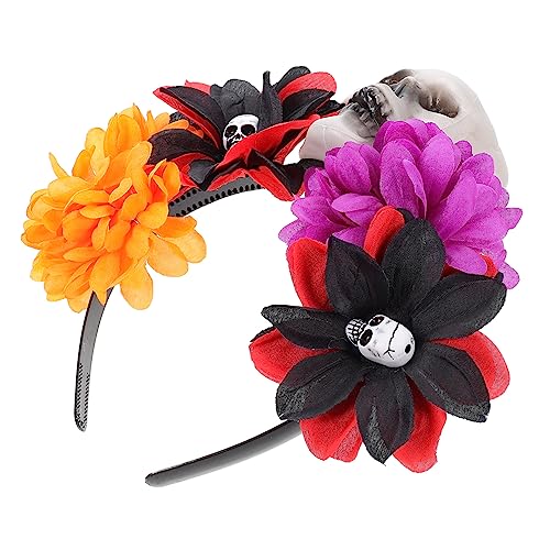 HONITANO Halloween Haarreif mit Rosen und Skelettkopf Leichtes Kopfschmuck Accessoire für Kostümpartys Kinderfeiern und Cosplay Dekoration von HONITANO