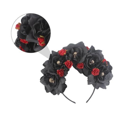 HONITANO Halloween Haarschmuck Damen Blumen Haarband mit Rosen und Totenkopf Design Leichter Halloween Haarreif für Kostümpartys und Alltagslooks Bequem und Langlebig HONITANO Halloween Haarschmuck Damen Blumen Haarband mit Rosen und Totenkopf Design Leichter Halloween Haarreif für Kostümpartys und Alltagslooks Bequem und Langlebig von HONITANO