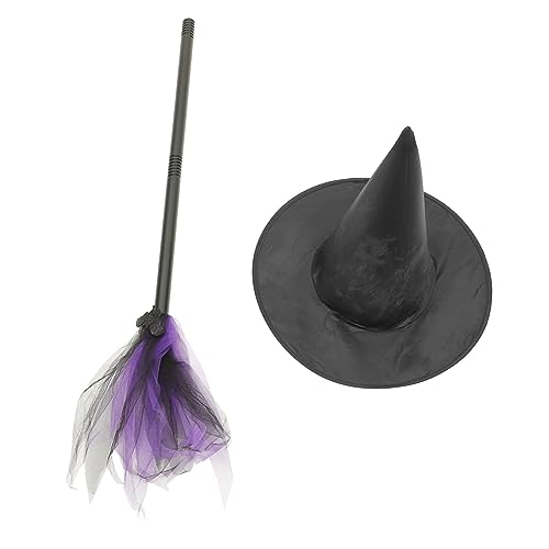 HONITANO Halloween Hexenhut und Besen Set Abnehmbarer Besen mit Zweigeteiltem Stiel Fledermaus Design Leichter und Vielseitiges Cosplay Accessoire für Halloween Partys und Fasching Teilig HONITANO Halloween Hexenhut und Besen Set Abnehmbarer Besen mit Zweigeteiltem Stiel Fledermaus Design Leichter und Vielseitiges Cosplay Accessoire für Halloween Partys und Fasching Teilig von HONITANO