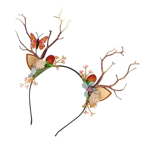 HONITANO Halloween Hirschgeweih Haarreif mit Bunten Schmetterlingen und Beeren Verstellbar für Erwachsene Festliches Kopfschmuck für Party Karneval Cosplay Hochzeit und Zufällige Farbe HONITANO Halloween Hirschgeweih Haarreif mit Bunten Schmetterlingen und Beeren Verstellbar für Erwachsene Festliches Kopfschmuck für Party Karneval Cosplay Hochzeit und Zufällige Farbe von HONITANO