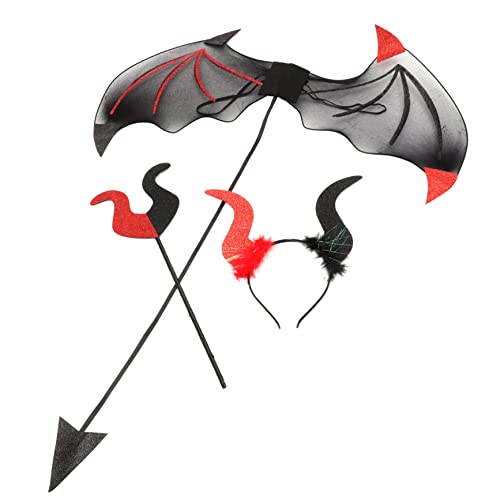 HONITANO Halloween Teufel Kostüm Set Damen Teiliges Cosplay Set mit Teufelshaarreif Teufelstab und Rot Schwarzen Flügeln Party Foto Requisiten für Karneval und Mottofeiern HONITANO Halloween Teufel Kostüm Set Damen Teiliges Cosplay Set mit Teufelshaarreif Teufelstab und Rot Schwarzen Flügeln Party Foto Requisiten für Karneval und Mottofeiern von HONITANO