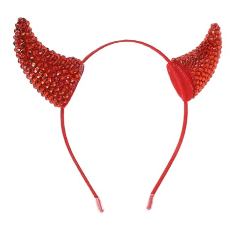 HONITANO Halloween Teufelshörner Haarreif mit Funkelnden Strasssteinen Rote Kuhhorn Haarreifen für Cosplay Kostüm und Partydekoration Design für Halloween und Karnevalspartys HONITANO Halloween Teufelshörner Haarreif mit Funkelnden Strasssteinen Rote Kuhhorn Haarreifen für Cosplay Kostüm und Partydekoration Design für Halloween und Karnevalspartys von HONITANO