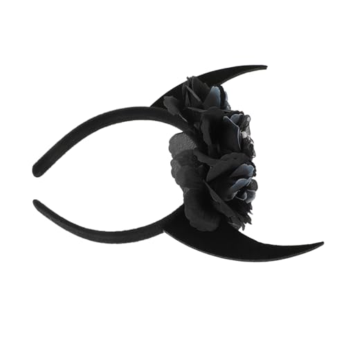 HONITANO Halloween Teufelshorn Stirnband mit Schädelmotiv Leichtes Cosplay Haaraccessoire für Damen und Komfortables Kopfband für Party und Kostüm Schwarz von HONITANO