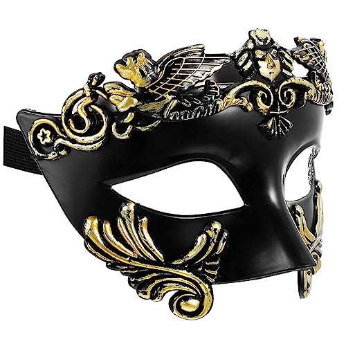 HONITANO Halloween Warrior Halbgesichtsmaske Ägyptischer Stil Cosplay Maske für Männer Karneval Party Kostüm Schwarz Gold von HONITANO