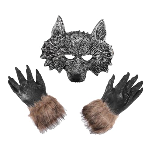 HONITANO Halloween Wolf Kostüm mit Masquerade Maske und Pelzigen Handschuhen Leichter Atmungsaktiver Werwolf Look für Damen und Herren für Halloween Party und Karneval HONITANO Halloween Wolf Kostüm mit Masquerade Maske und Pelzigen Handschuhen Leichter Atmungsaktiver Werwolf Look für Damen und Herren für Halloween Party und Karneval von HONITANO