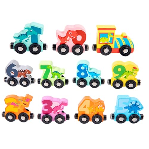 HONITANO Holz Dinosaurier Zug Set für Kleinkinder Pädagogisches Handliches Holztrain mit Zahlen Fördert Feinmotorik und Hand Auge Koordination Geeignet für Jungen und Mädchen Ab Jahr von HONITANO