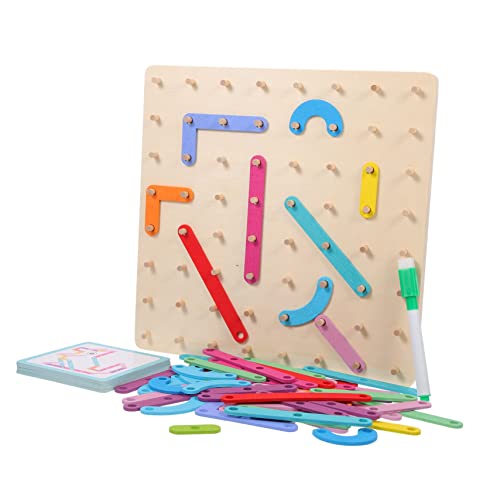 HONITANO Holz Geoboard Lernspielzeug Pädagogisches Steckspiel für Geometrische Formen Puzzle Montessori Material Sicher und Langlebig zur Kognitiven HONITANO Holz Geoboard Lernspielzeug Pädagogisches Steckspiel für Geometrische Formen Puzzle Montessori Material Sicher und Langlebig zur Kognitiven von HONITANO