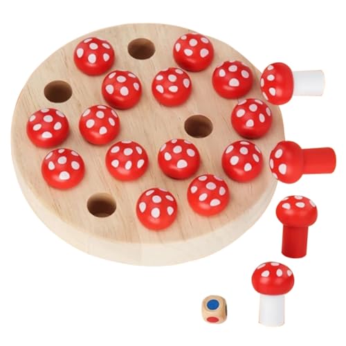 HONITANO Holz Memory Schachspiel Lernspielzeug mit Bunten Pilzen Pädagogisches Denkspiel für Gedächtnis Feinmotorik und Hand Auge koordination von HONITANO
