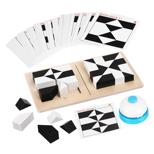 HONITANO Holz Puzzle mit Bausteinen und Herausforderungskarten Gehirntraining Denkspiel aus Robustem Buchenholz Tragbares Lernspielzeug Kreativität und Problemlösungskompetenz von HONITANO