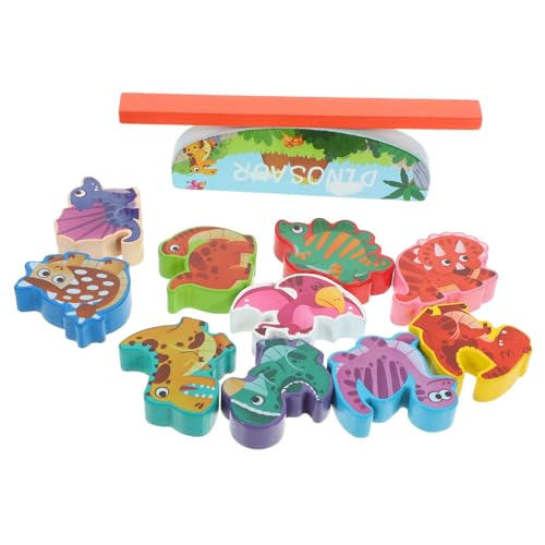 HONITANO Holzbausteine Dinosaurier Pädagogisches Stapelspielzeug aus Sicherem Holz Abgerundete Kanten Bunte Tierfiguren Fördert Feinmotorik und Gleichgewicht Geeignet für Kleinkinder und von HONITANO