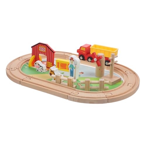 HONITANO Holzeisenbahn Bauernhof Holzspielzeug Schienen und Tieren Motorikförderndes Lernspielzeug für Kleinkinder Fördert Kreativität und Soziale Fähigkeiten von HONITANO