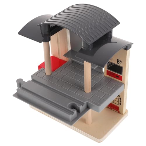 HONITANO Holzeisenbahn Zubehör Zugstation aus Holz Sicher Kreativ Fördernd Spieltisch Zubehör für Kindergarten Familie Spielspaß von HONITANO