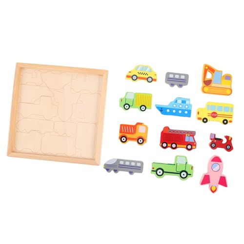 HONITANO Holzpuzzle Fahrzeugset für Kleinkinder Kreatives Lernspielzeug mit Bunten Formen Sicher und Kindgerecht Fördert Hand Auge koordination und Kognitive Entwicklung für Kindergarten von HONITANO