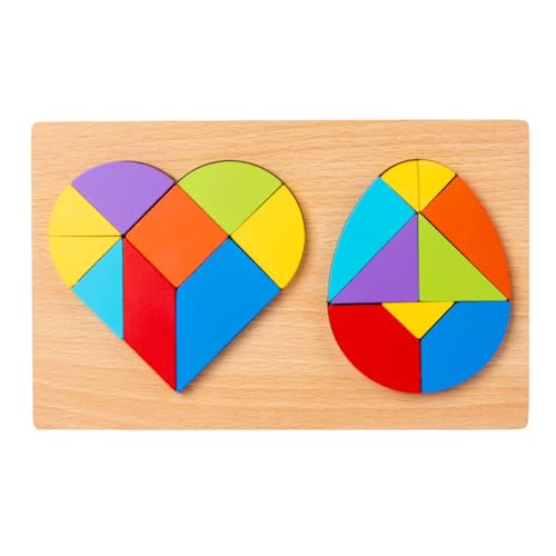 HONITANO Holzpuzzle Tangram Lernspielzeug Teilig Geometrisches Formspielzeug aus Stabilem Holz für Frühe Motorischer und Kognitiver Fähigkeiten Mädchen Jungen Ab Jahren von HONITANO