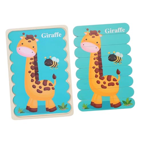 HONITANO Holzpuzzle mit Tiermotiven Zebra und Giraffe Doppelseitiges Lernspielzeug für Jungen und Mädchen Ab Jahren Fördert Kognitive Fähigkeiten und Sensorische Entwicklung von HONITANO