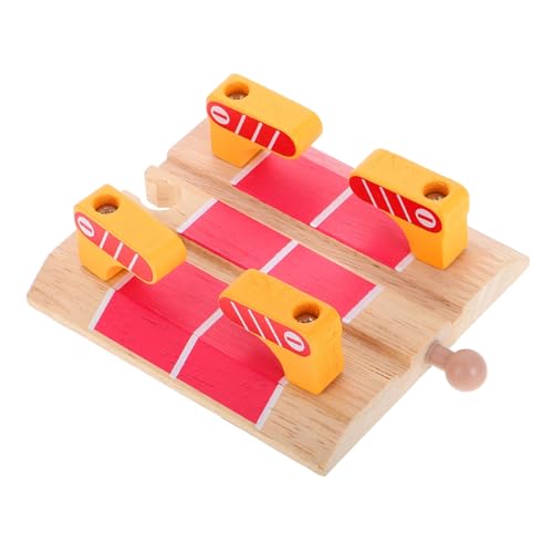HONITANO Holzspielzeug Bahnstation Zubehör mit Roter Straßensperre Kompatibel mit Holzeisenbahnen Vielseitiges Bahnsteigmodell für Jungen und Mädchen Ab Jahren Pädagogisches Spielset von HONITANO