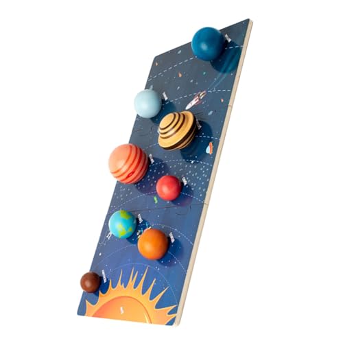 HONITANO Holzspielzeug Solar System Puzzle Montessori Lernspielzeug für Pädagogisches Planetenspiel Kreativität Hand Auge koordination und Weltraumwissen von HONITANO