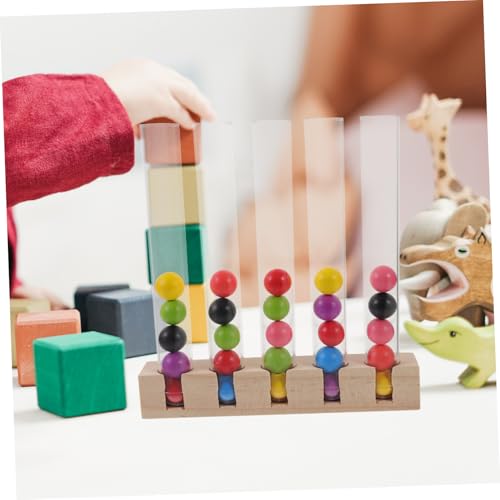 HONITANO Holzspielzeug mit Clip Perlen und Reagenzglas Montessori Lernspielzeug für Kleinkinder Farbenfrohes Motorikspielzeug Hand Auge Koordination und Farbenerkennung Tragbar und Sicher von HONITANO