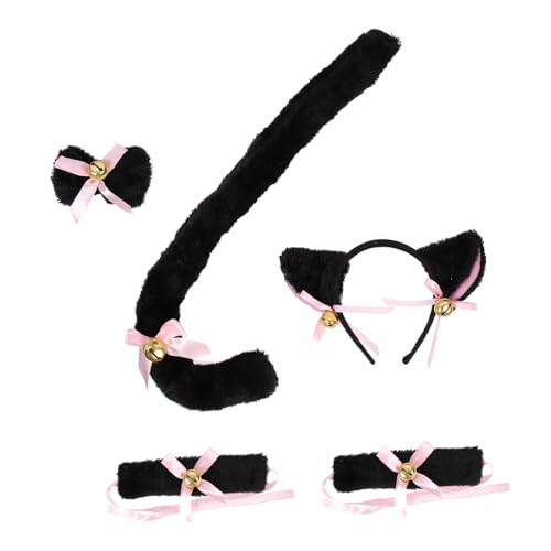 HONITANO Katzenohren Stirnband mit und Glöckchen Teiliges Halloween Cosplay Zubehör Tierkostüm Accessoires für Damen Schwarzes Katzenkostüm Party Dress Up HONITANO Katzenohren Stirnband mit und Glöckchen Teiliges Halloween Cosplay Zubehör Tierkostüm Accessoires für Damen Schwarzes Katzenkostüm Party Dress Up von HONITANO