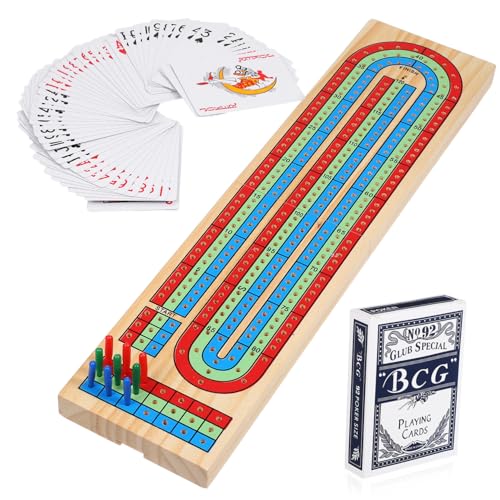 HONITANO Klassisches Cribbage Brettspiel aus Holz mit Zubehör Tragbares Leichtes Reise Spielbrett Karten Mehrfarbigen Steckern für Tischspiele mit Freunden und Familie von HONITANO
