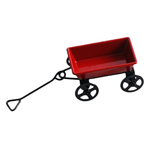HONITANO Kleiner Anhänger Wagen Ornamente Dekoration Mini Gartenschmuck Feengarten Zubehör Mikroverzierung Gartenverzierung Trolley-Modell Zubehör Desktop-Ornament Wohnkultur Rot Eisen von HONITANO