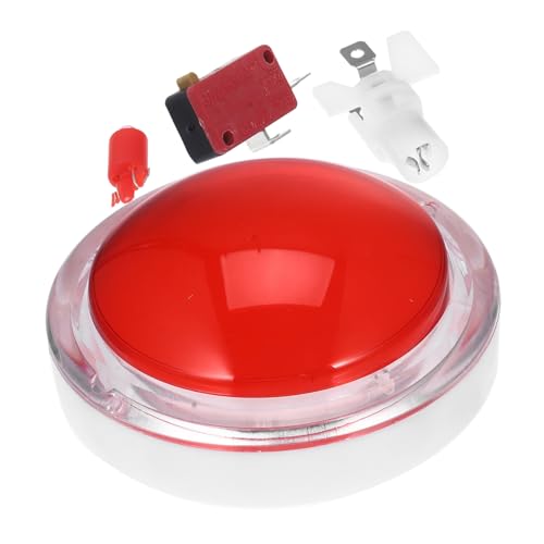HONITANO LED Beleuchteter Selbstzurückstellender Roter Druckknopf mit Sound für Gaming Buzzer Quizspiele Großer Runder Spielautomat Button aus Langlebigem Kunststoff für Tanzmaschinen und von HONITANO