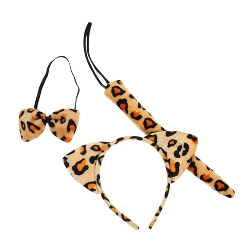 HONITANO Leoparden Kostüm Set Teiliges Set mit Leopardenohren Haarreif Plüsch und Schleife Bequemes Tierkostüm Zubehör für Kinderpartys Halloween und Cosplay HONITANO Leoparden Kostüm Set Teiliges Set mit Leopardenohren Haarreif Plüsch und Schleife Bequemes Tierkostüm Zubehör für Kinderpartys Halloween und Cosplay von HONITANO
