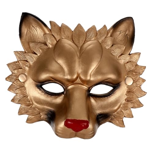 HONITANO Löwenmaske aus Umweltfreundlichem PU Schaum Atmungsaktiv Realistisch und Modisch für Halloween Cosplay Maskenball Festival und Tanzparty Goldfarbene Tiermaske mit Mundöffnung HONITANO Löwenmaske aus Umweltfreundlichem PU Schaum Atmungsaktiv Realistisch und Modisch für Halloween Cosplay Maskenball Festival und Tanzparty Goldfarbene Tiermaske mit Mundöffnung von HONITANO