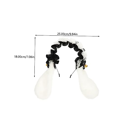 HONITANO Lolita Lolita Spitzen Bunny Ohr Haarreif und Teiliges Plüsch Hasenohren Haarreif Kostüm Party Zubehör Langlebig und Bequem für Cosplay und Karneval Weiß und Schwarz HONITANO Lolita Lolita Spitzen Bunny Ohr Haarreif und Teiliges Plüsch Hasenohren Haarreif Kostüm Party Zubehör Langlebig und Bequem für Cosplay und Karneval Weiß und Schwarz von HONITANO