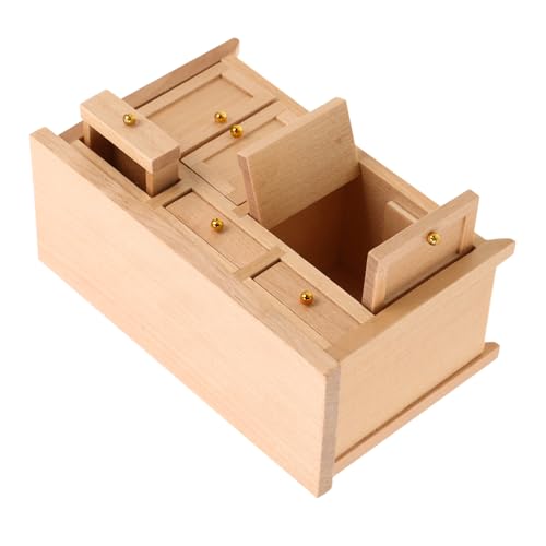 HONITANO Maßstab Holz Schrank mit Funktionalen und Fächern Platzsparend und Langlebig für Wohnzimmer und Küche Realistisches Design für Puppenhaus Szenen von HONITANO